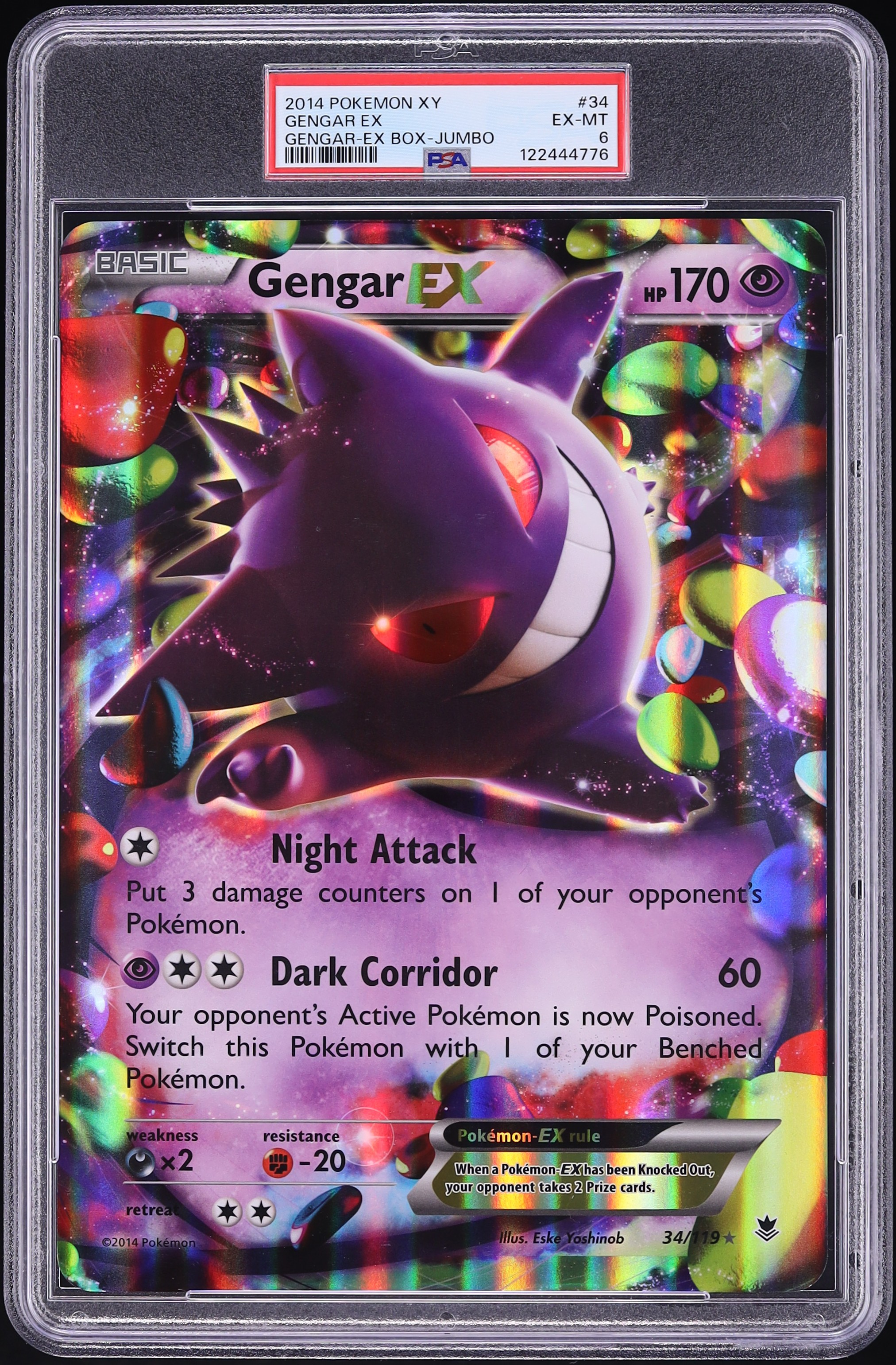 2014 Pokemon XY Phantom Forces Box Jumbo Holo Gengar EX #34 PSA 6 EXMT