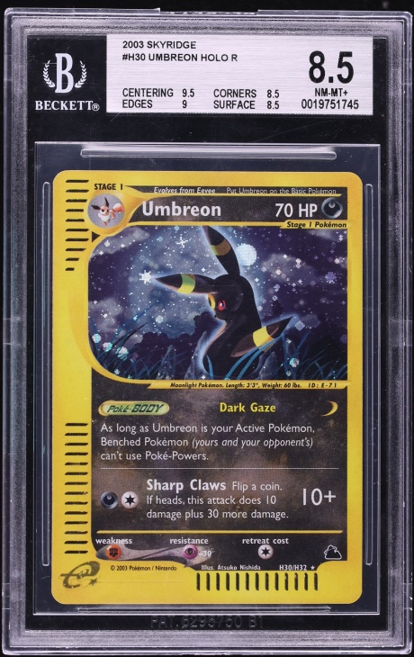 2003 Pokemon Skyridge Holo Umbreon #H30 BGS 8.5 NM-MT+