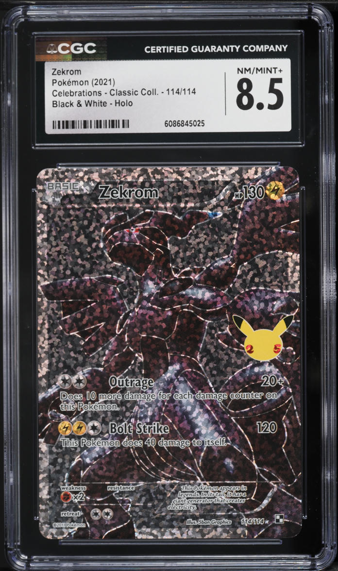 2021 Pokemon SWSH Celebrations Classic Collection Full Art Zekrom #114 CGC 8.5 NM-MT+