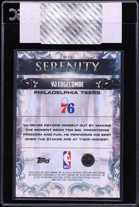 2025 Topps Chrome Serenity VJ Edgecombe ROOKIE #SY-13 CGC AUTH