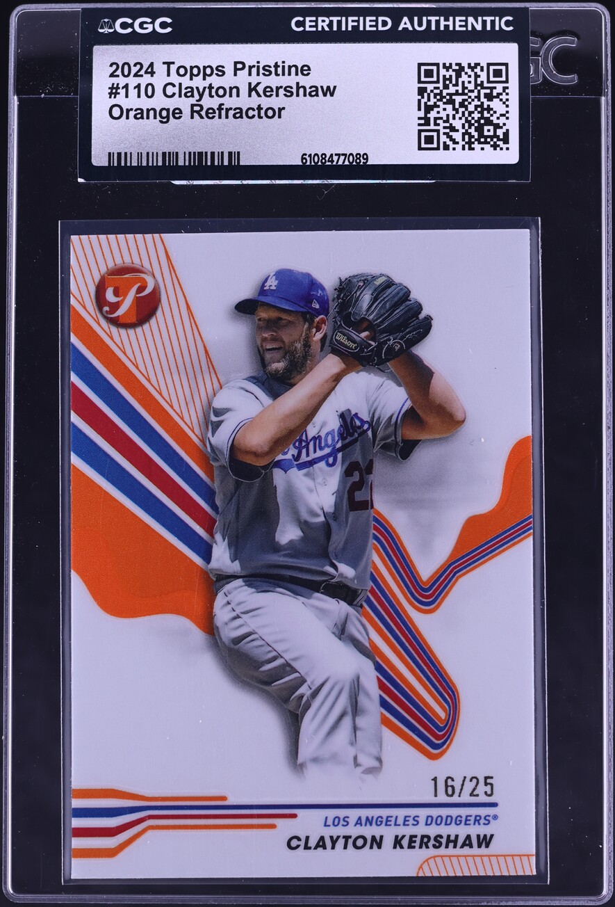 2024 Topps Pristine Orange Refractor Clayton Kershaw /25 #110 CGC AUTH