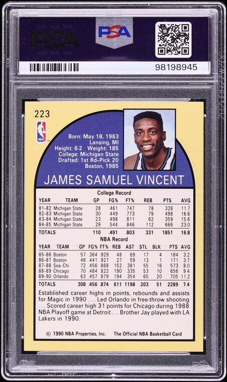 1990 Hoops Sam Vincent w/ Michael Jordan #223 PSA 10 GEM MINT