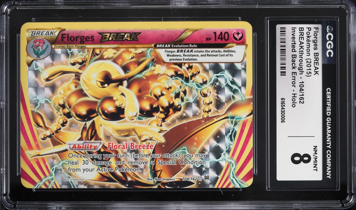 2015 Pokemon XY BREAKthrough Inverted Back Error Holo Florges BREAK #104 CGC 8 NM-MT