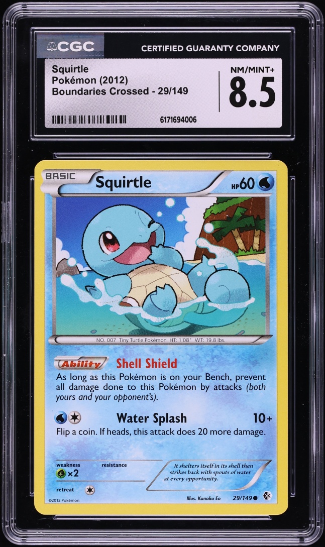 2012 Pokemon Black & White Boundaries Crossed Squirtle #29 CGC 8.5 NM-MT+
