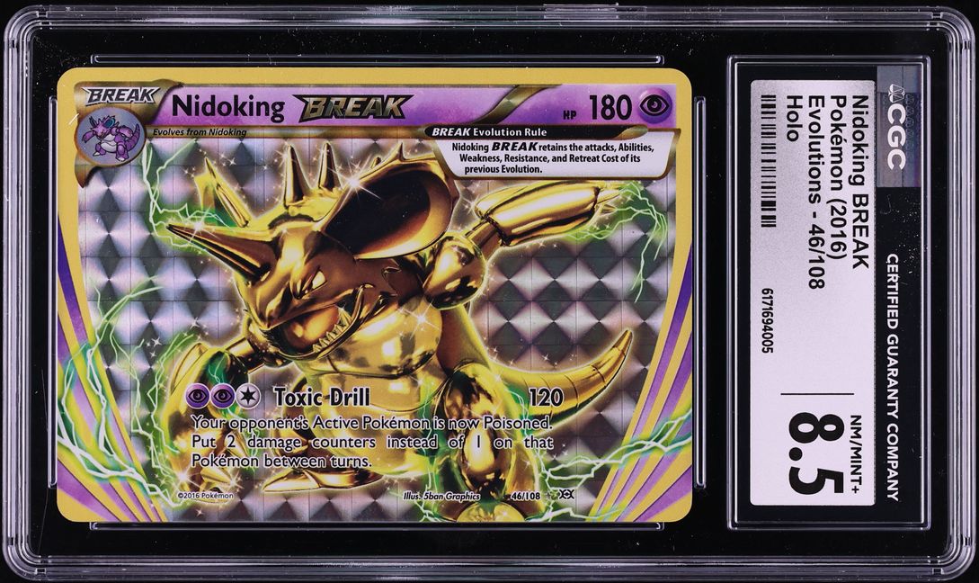 2016 Pokemon XY Evolutions Holo Nidoking BREAK #46 CGC 8.5 NM-MT+