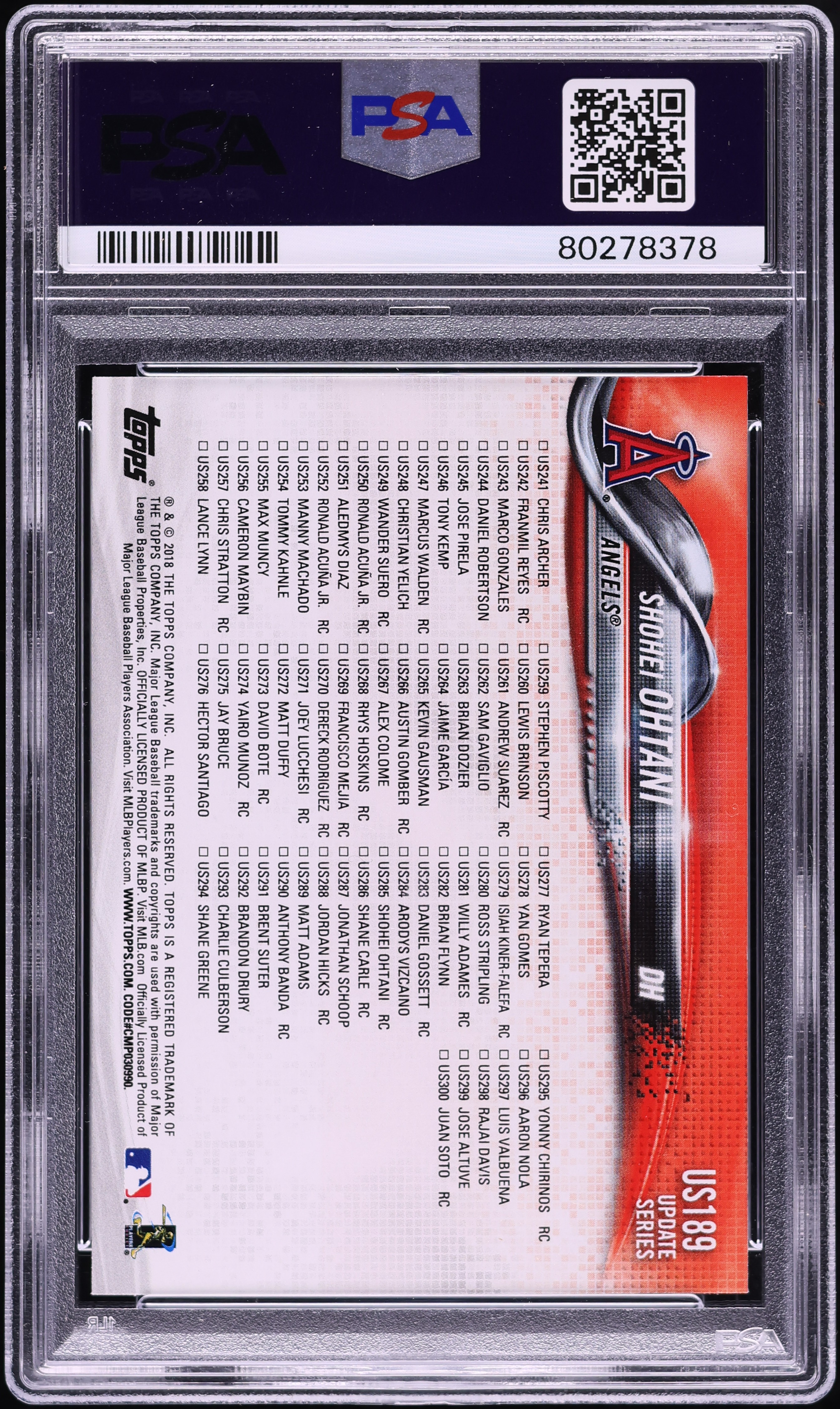 ゲームセンター・ゲームカード 2018 Shohei Ohtani  Topps PSA 10 2018 Topps Update Shohei Ohtani ROOKIE #US189 PSA 10 GEM MINT on