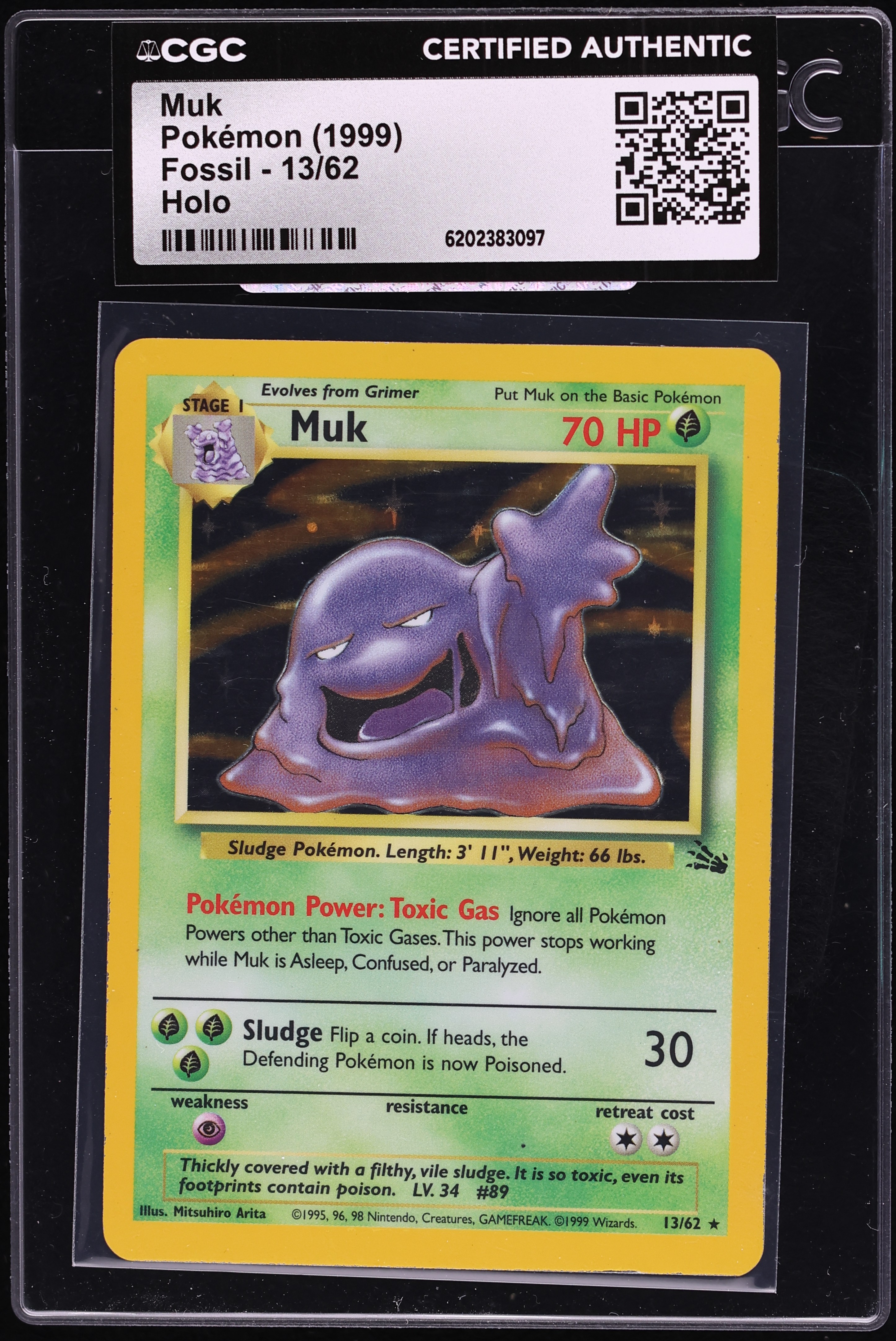 1999 Pokemon Fossil Holo Muk #13 CGC AUTH