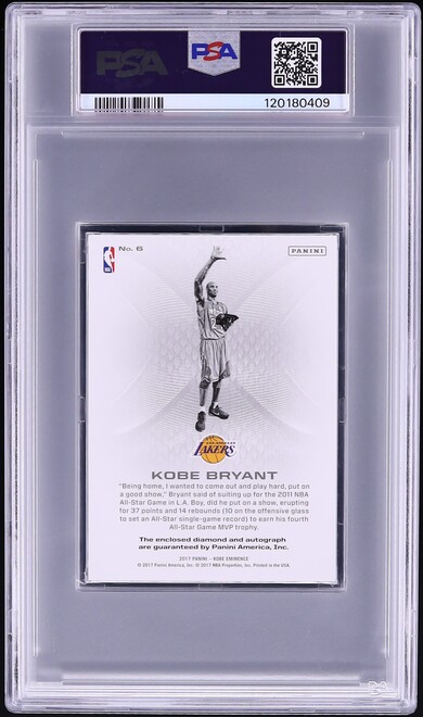 2017 Panini Eminence Farewell Kobe Bryant AUTO /5 #6 PSA 10 GEM MINT