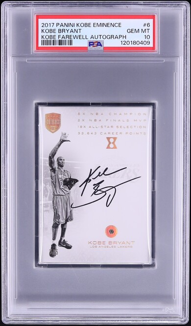 2017 Panini Eminence Farewell Kobe Bryant AUTO /5 #6 PSA 10 GEM MINT