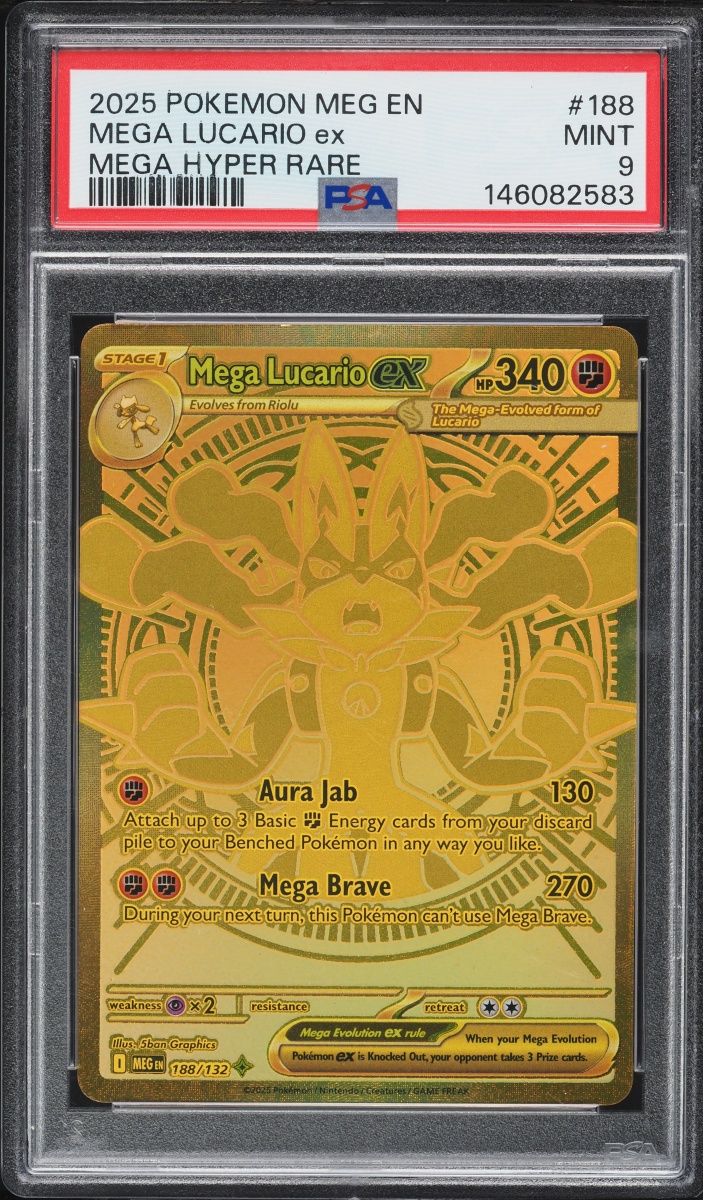 2025 Pokemon Mega Evolution MHR Mega Lucario ex #188 PSA 9 MINT