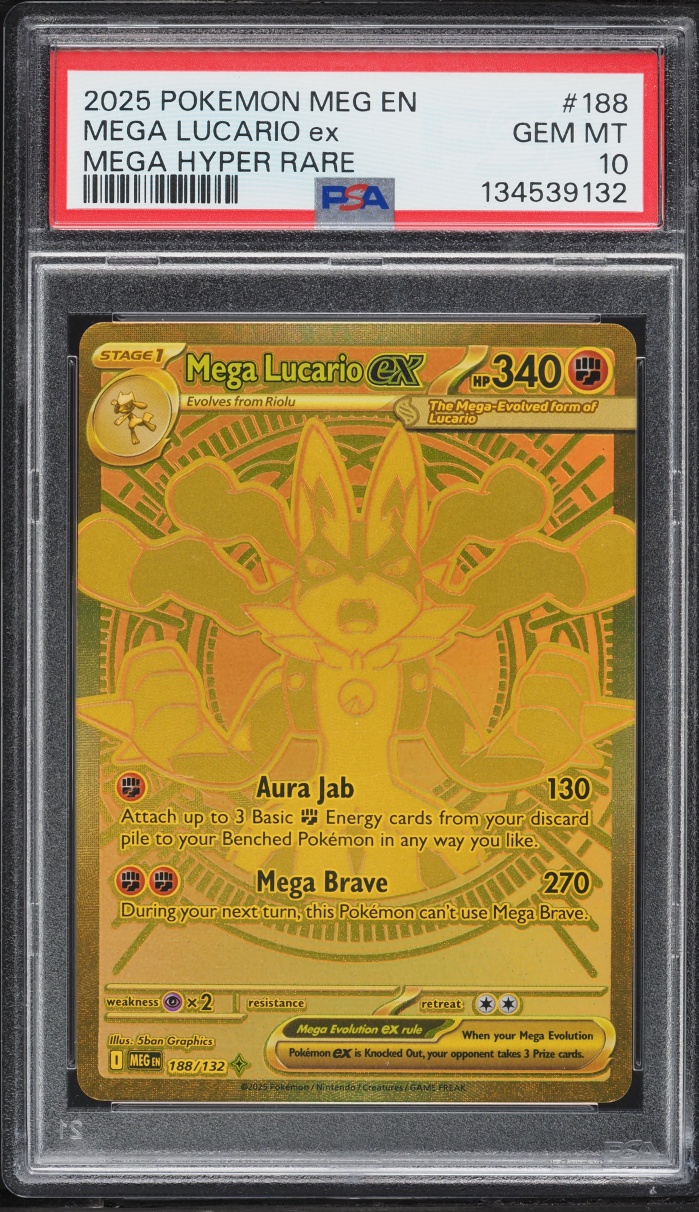 2025 Pokemon Mega Evolution MHR Mega Lucario ex #188 PSA 10 GEM MINT