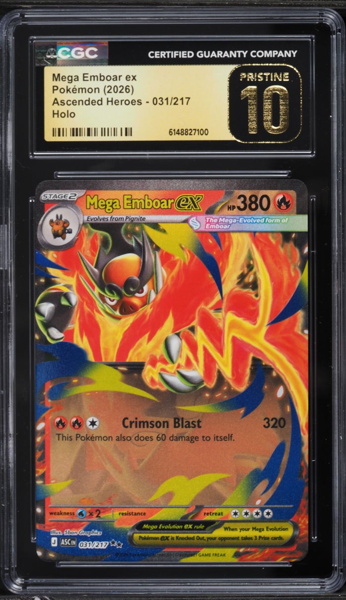 2026 Pokemon Mega Evolution Ascended Heroes Holo Mega Emboar ex #31 CGC 10 PRISTINE