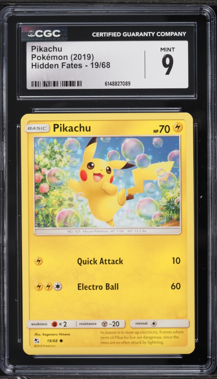 2019 Pokemon Sun & Moon Hidden Fates Pikachu #19 CGC 9 MINT