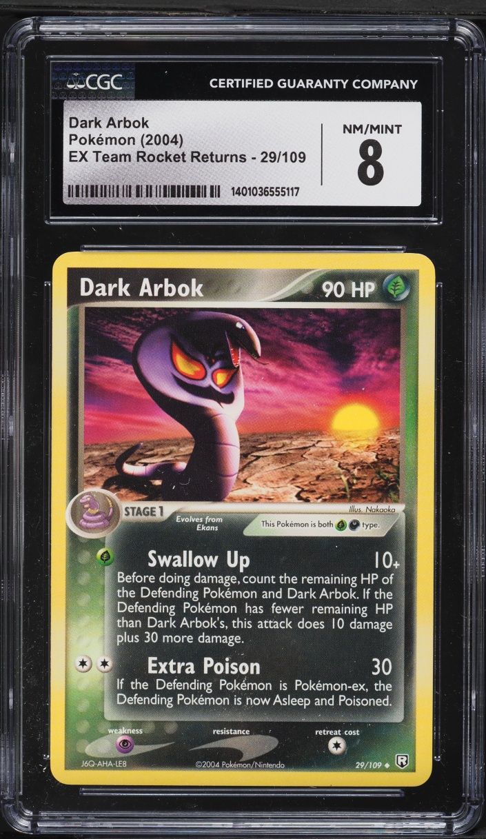 2004 Pokemon EX Team Rocket Returns Dark Arbok #29 CGC 8 NM-MT