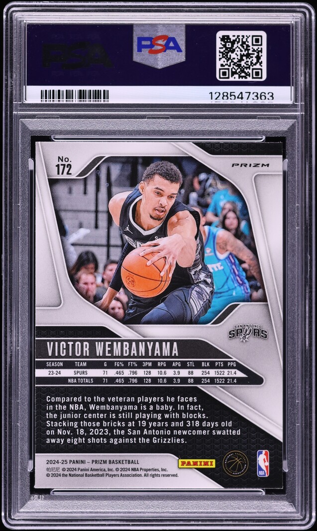 2024 Panini Prizm Glitter Victor Wembanyama #172 PSA 10 GEM MINT