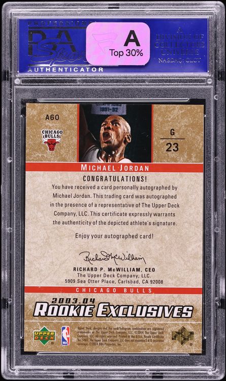2003 Upper Deck Exclusives Michael Jordan AUTO #A60 PSA 9 MINT