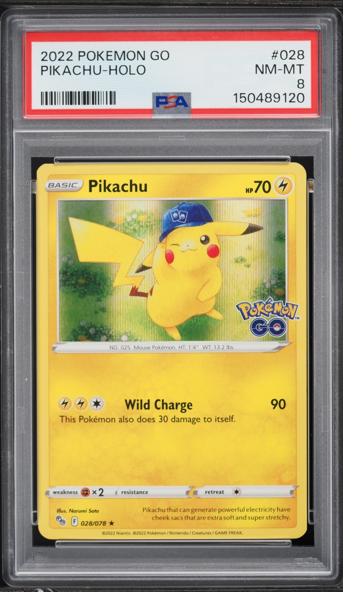 2022 Pokemon Sword & Shield Pokemon GO Holo Pikachu #28 PSA 8 NM-MT