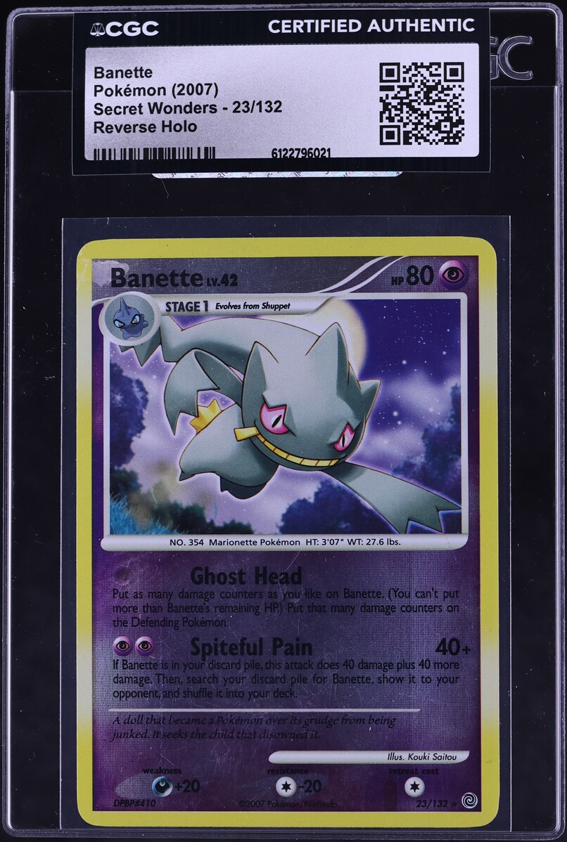 2007 Pokemon Diamond & Pearl Secret Wonders Reverse Holo Banette #23 CGC AUTH