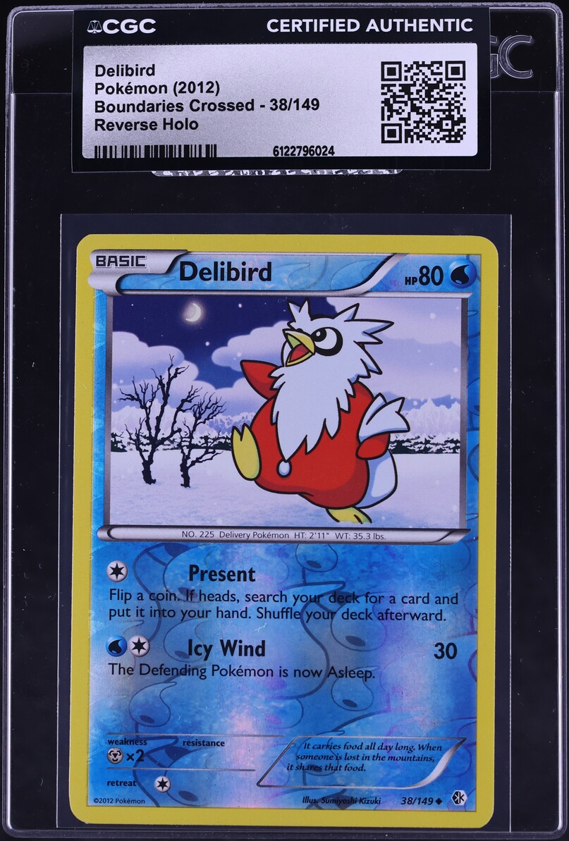2012 Pokemon Black & White Boundaries Crossed Reverse Holo Delibird #38 CGC AUTH