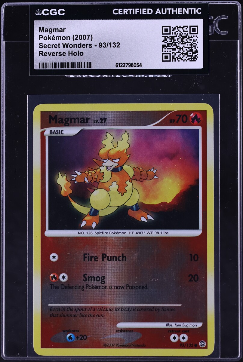 2007 Pokemon DIamond & Pearl Secret Wonders Reverse Holo Magmar #93 CGC AUTH