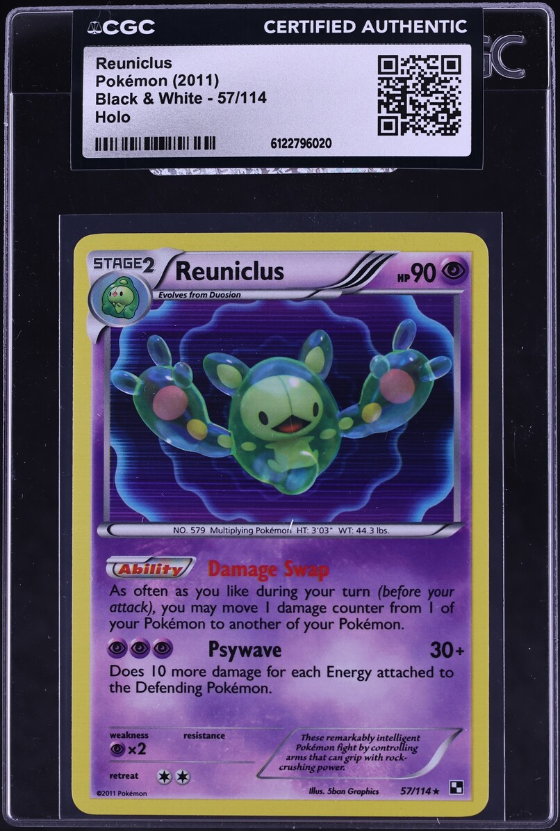 2011 Pokemon Black & White Holo Reuniclus #57 CGC AUTH