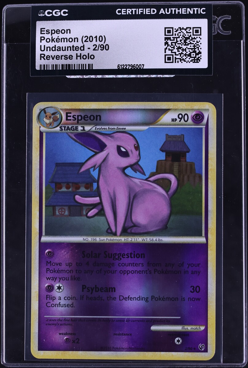2010 Pokemon HeartGold & SoulSilver Undaunted Reverse Holo Espeon #2 CGC AUTH