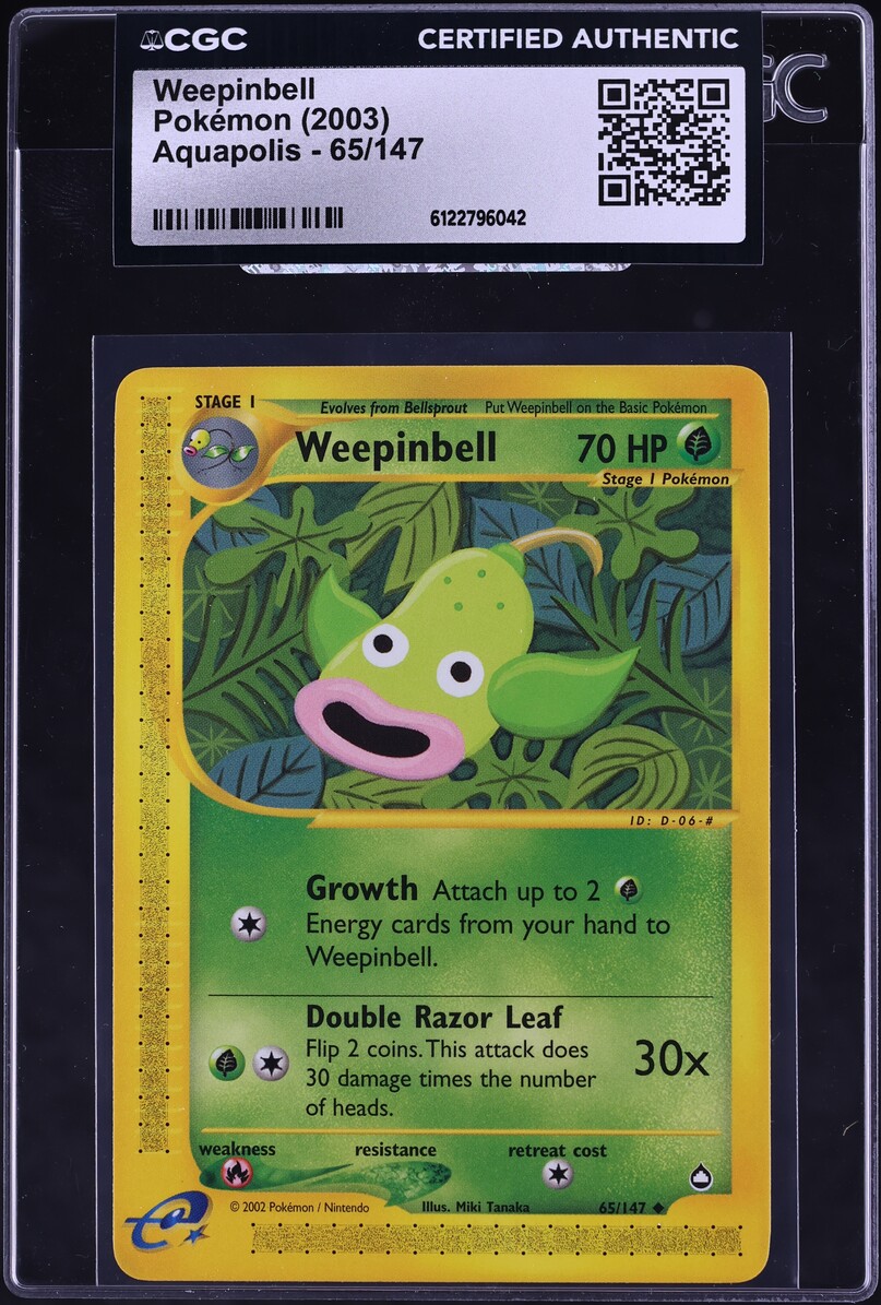 2003 Pokemon Aquapolis Weepinbell #65 CGC AUTH