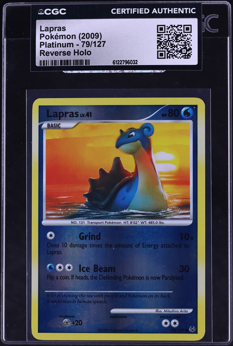 2009 Pokemon Platinum Reverse Holo Lapras #79 CGC AUTH
