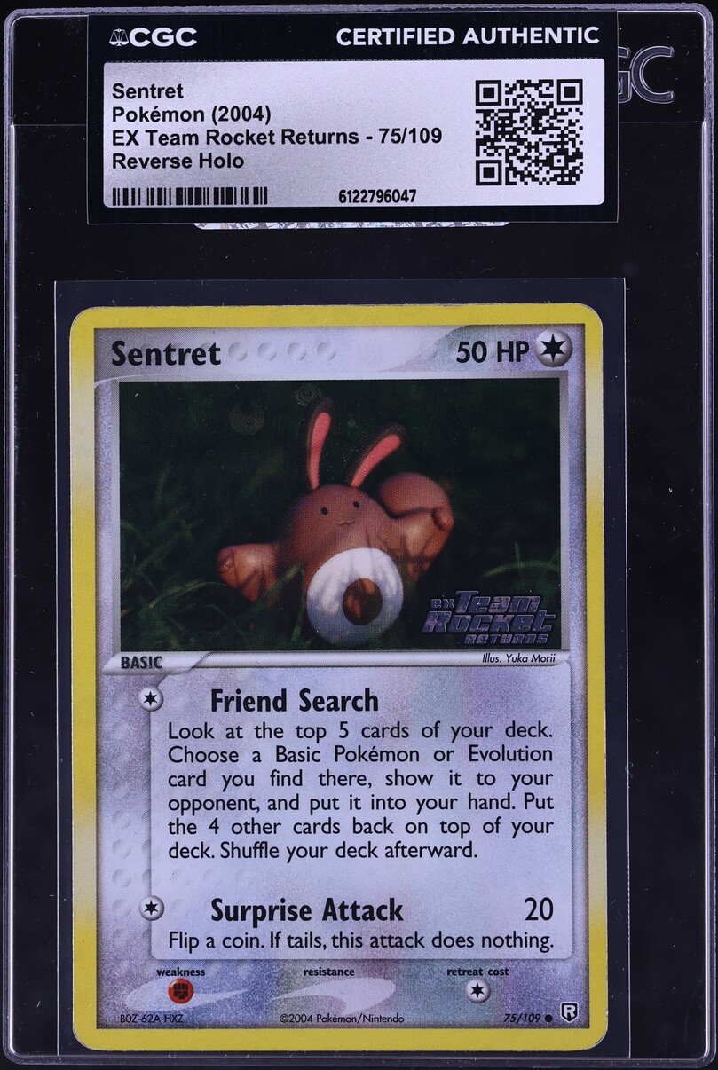 2004 Pokemon EX Team Rocket Returns Reverse Holo Sentret #75 CGC AUTH