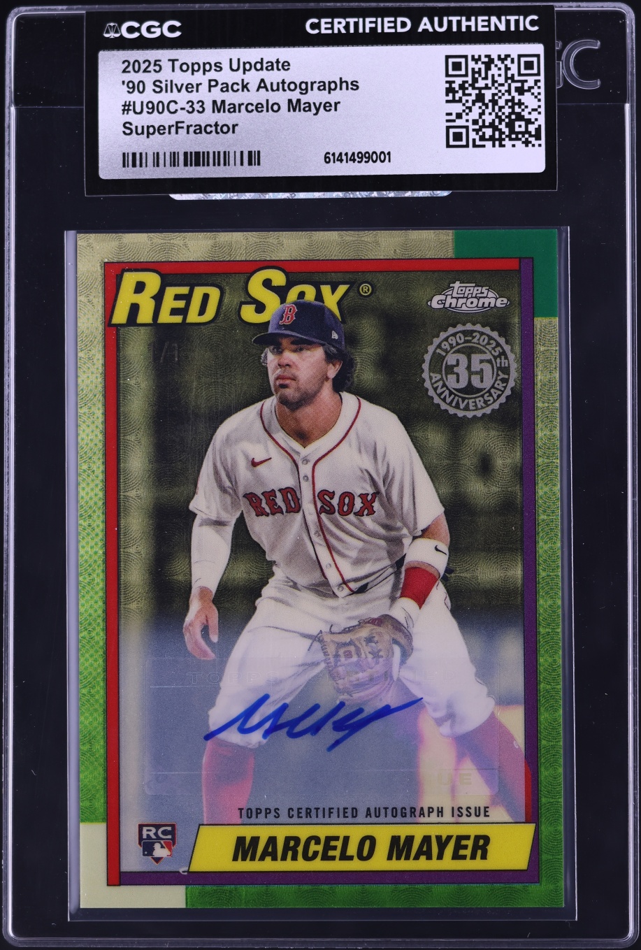 2025 Topps Update '90 Silver Pack Superfractor Marcelo Mayer ROOKIE AUTO 1/1 #U90C-33 CGC AUTH - Photo 1