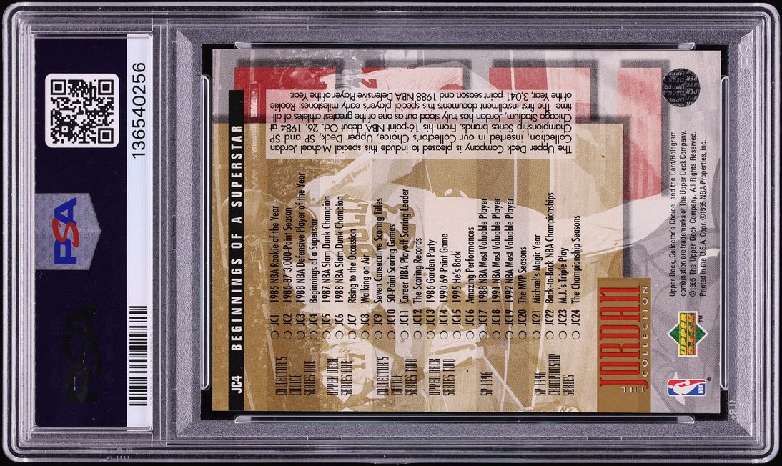 1995 Upper Deck Collection Checklist Jumbo Michael Jordan #JC4 PSA 9 MINT