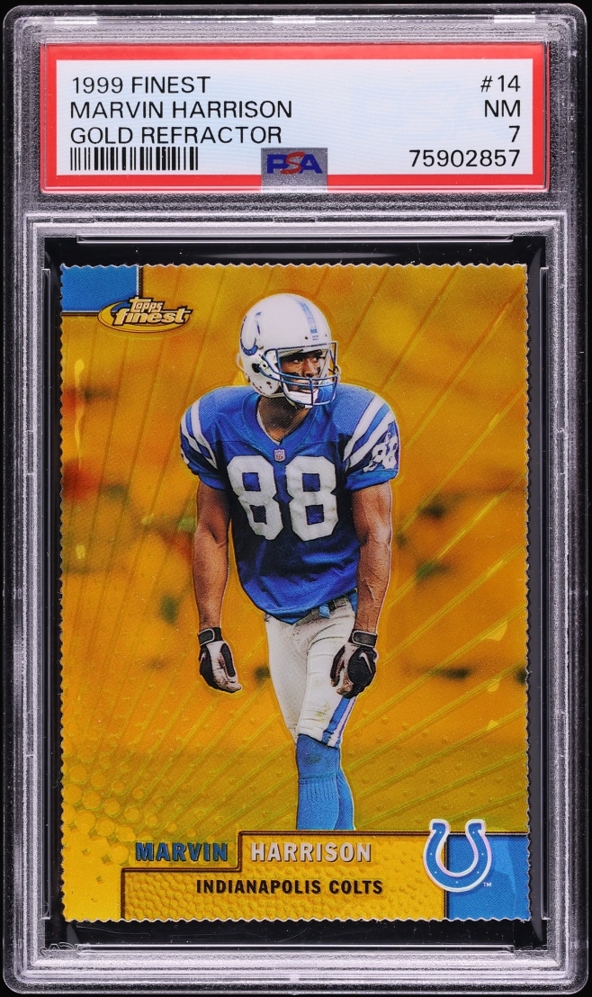 1999 Finest Gold Refractor Marvin Harrison /100 #14 PSA 7 NRMT