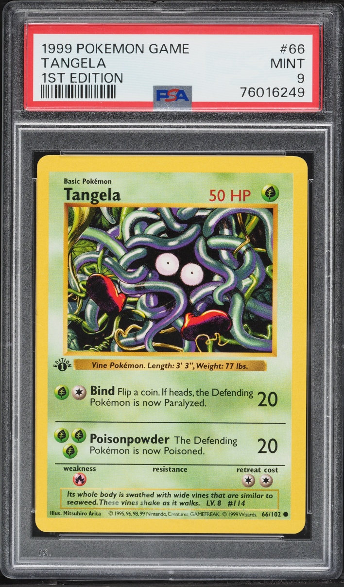 1999 Pokemon Base Set Shadowless 1st Edition Tangela #66 PSA 9 MINT