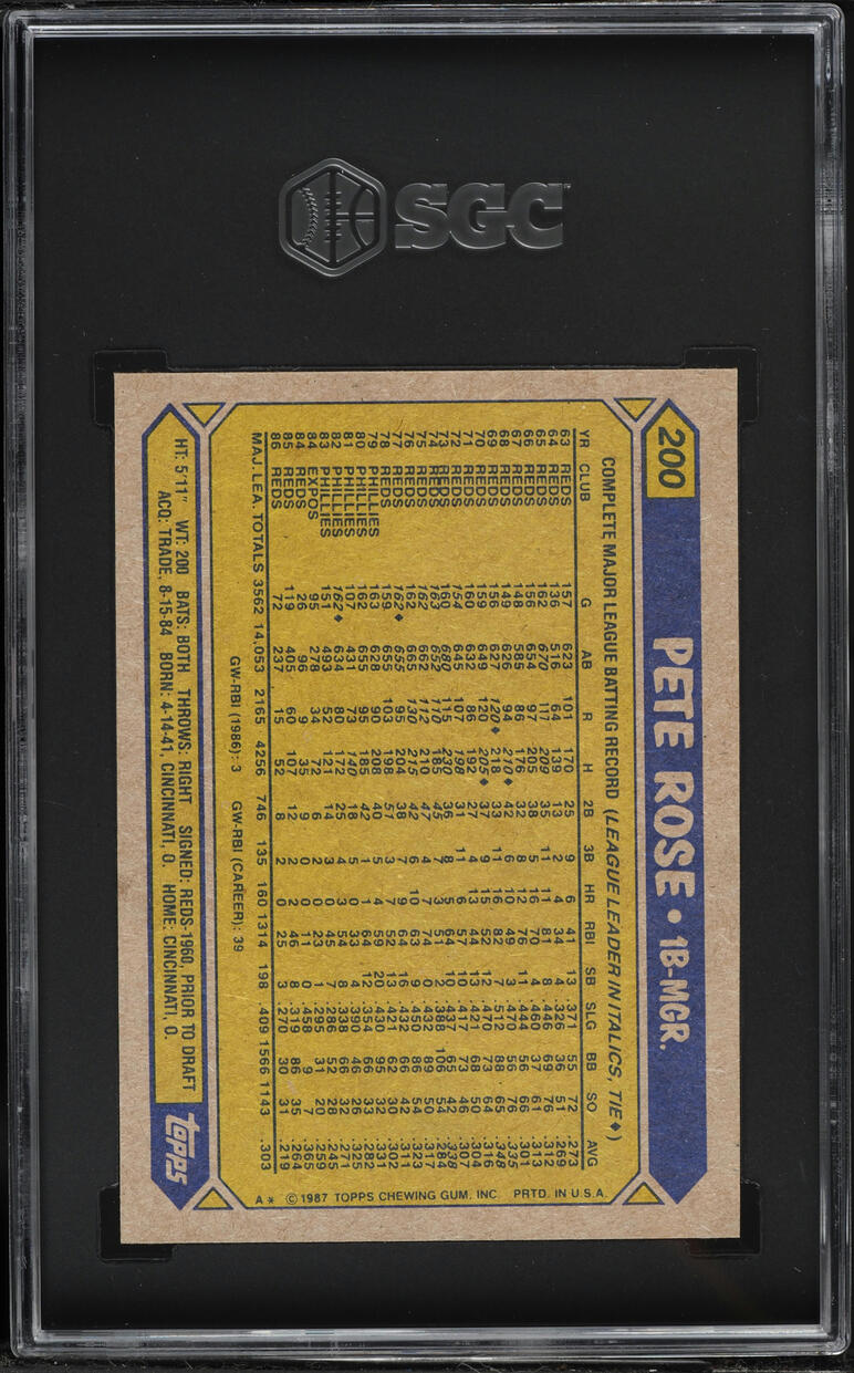 1987 Topps Pete Rose #200 SGC 9 MINT