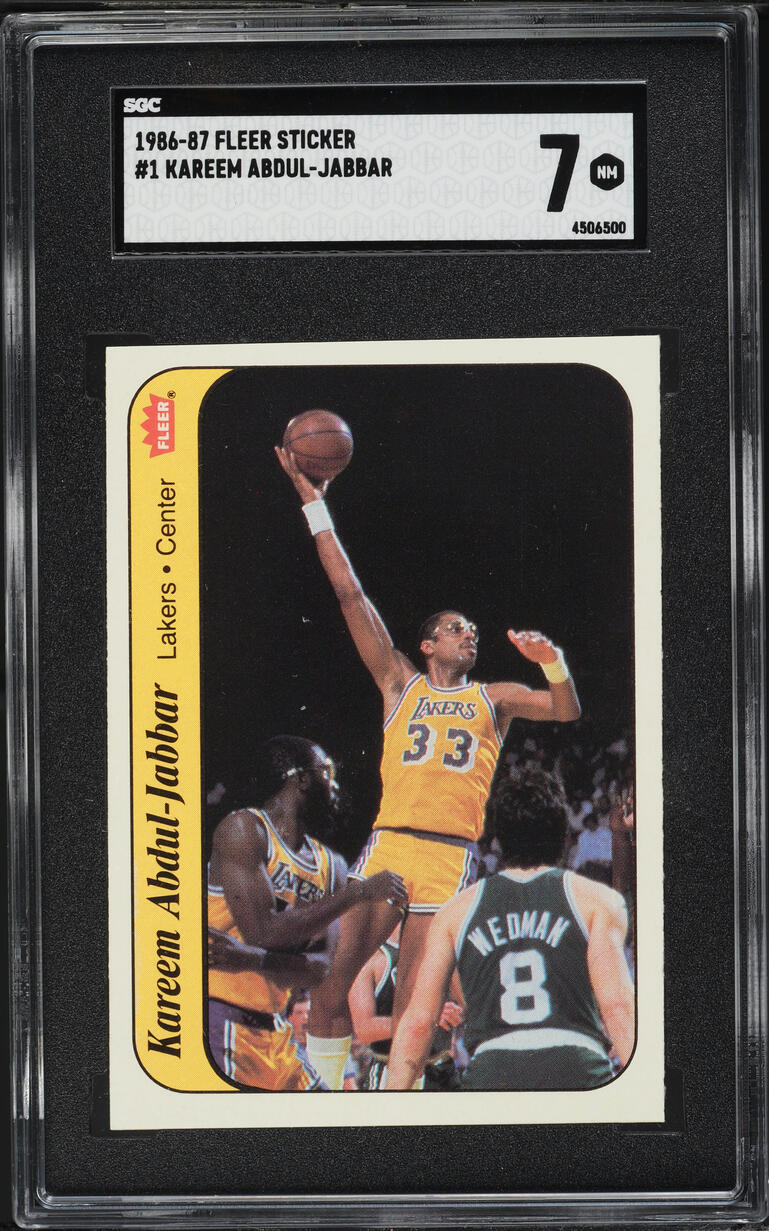 1986 Fleer Sticker Kareem Abdul-Jabbar #1 SGC 7 NRMT
