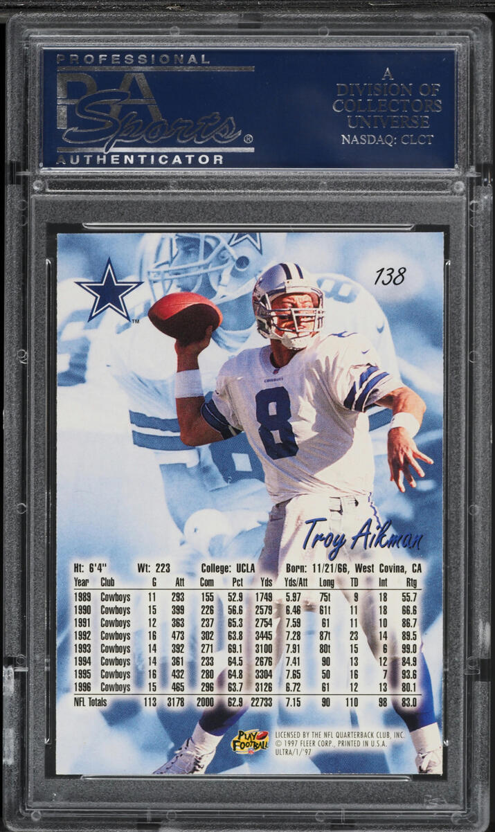 1997 Ultra Football Troy Aikman #138 PSA 10 GEM MINT