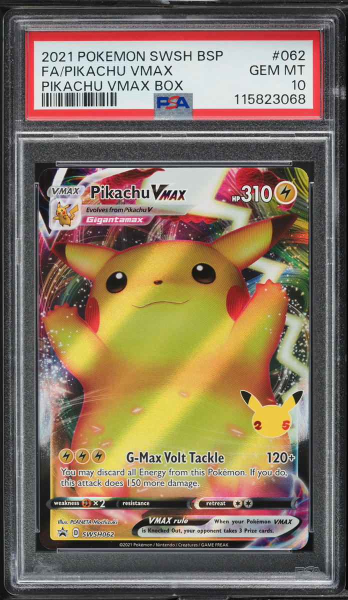 2021 Pokemon SWSH Black Star Promo Celebations Full Art Pikachu VMAX #62 PSA 10