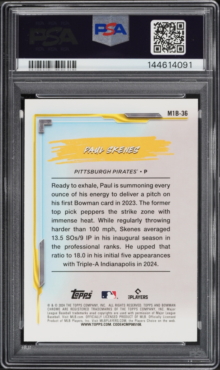 2024 Bowman Chrome My 1st Paul Skenes ROOKIE #M1B-36 PSA 8 NM-MT