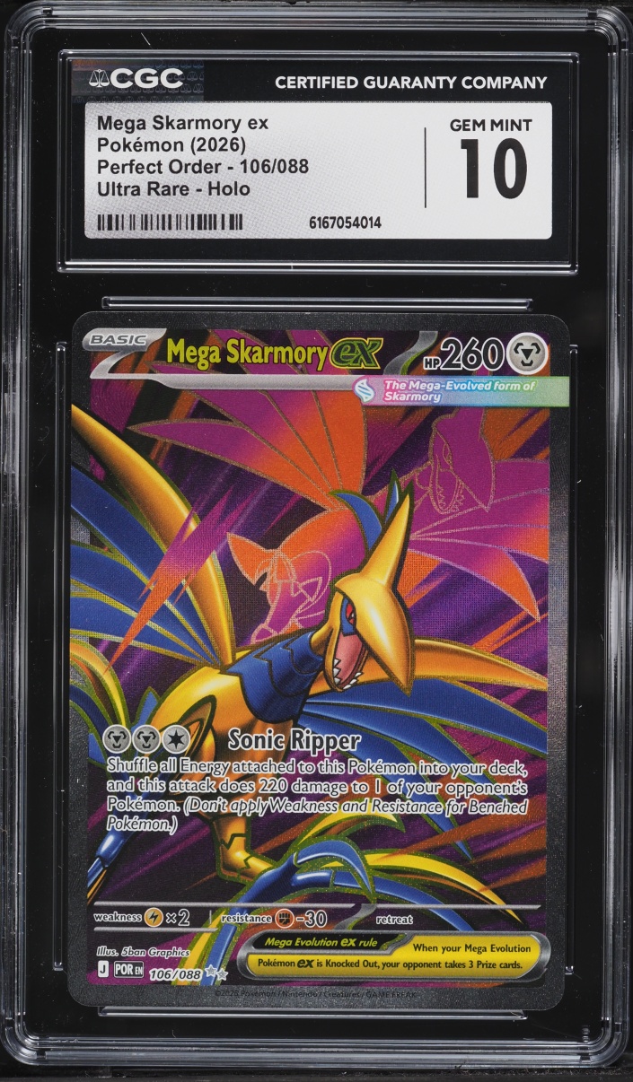 2026 Pokemon Mega Evolution Perfect Order Full Art Mega Skarmory Ex #106 CGC 10 GEM MINT