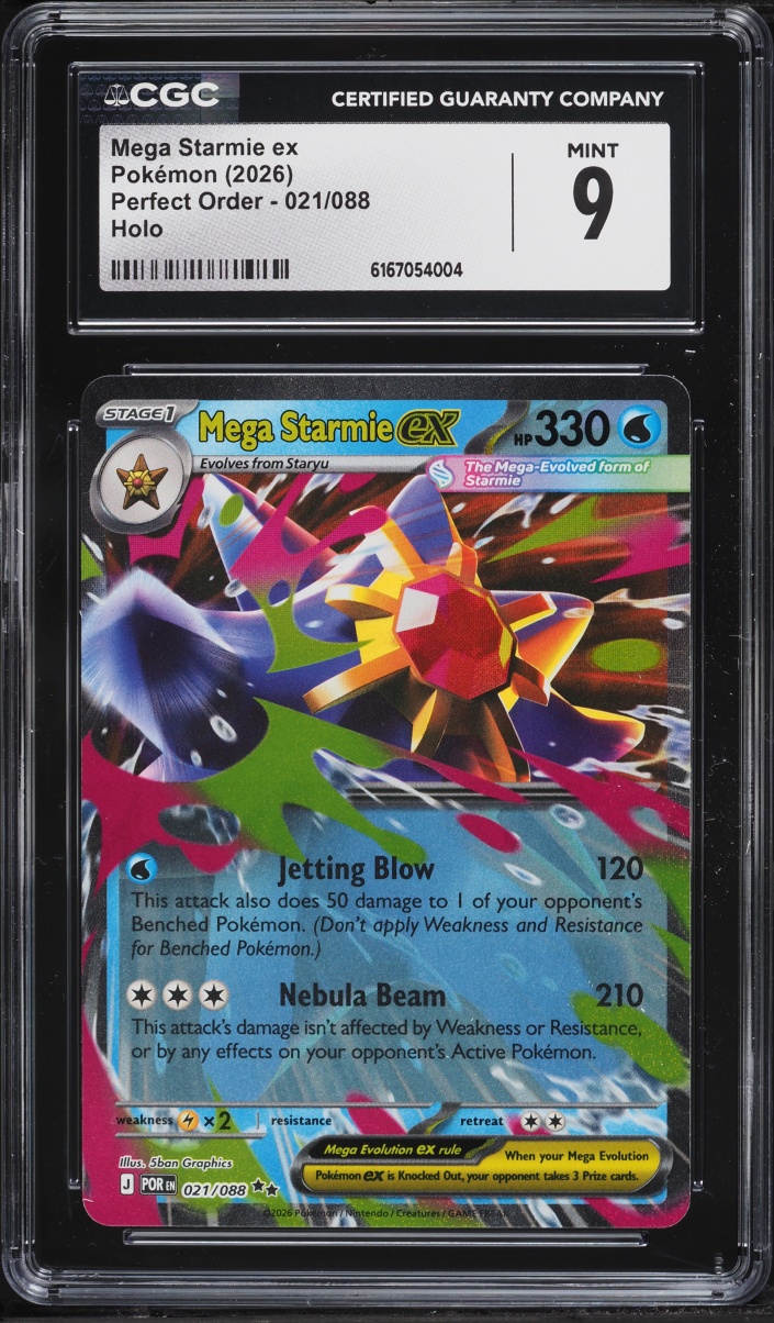 2026 Pokemon Mega Evolution Perfect Order Holo Mega Starmie ex #21 CGC 9 MINT