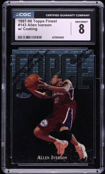 1997 Finest Basketball w/ Coating Allen Iverson #143 CGC 8 NM-MT