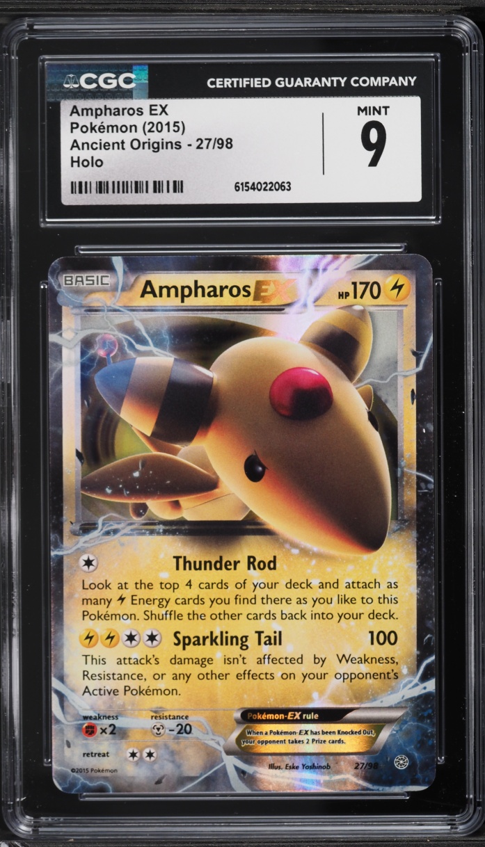 2015 Pokemon XY Ancient Origins Holo Ampharos EX #27 CGC 9 MINT
