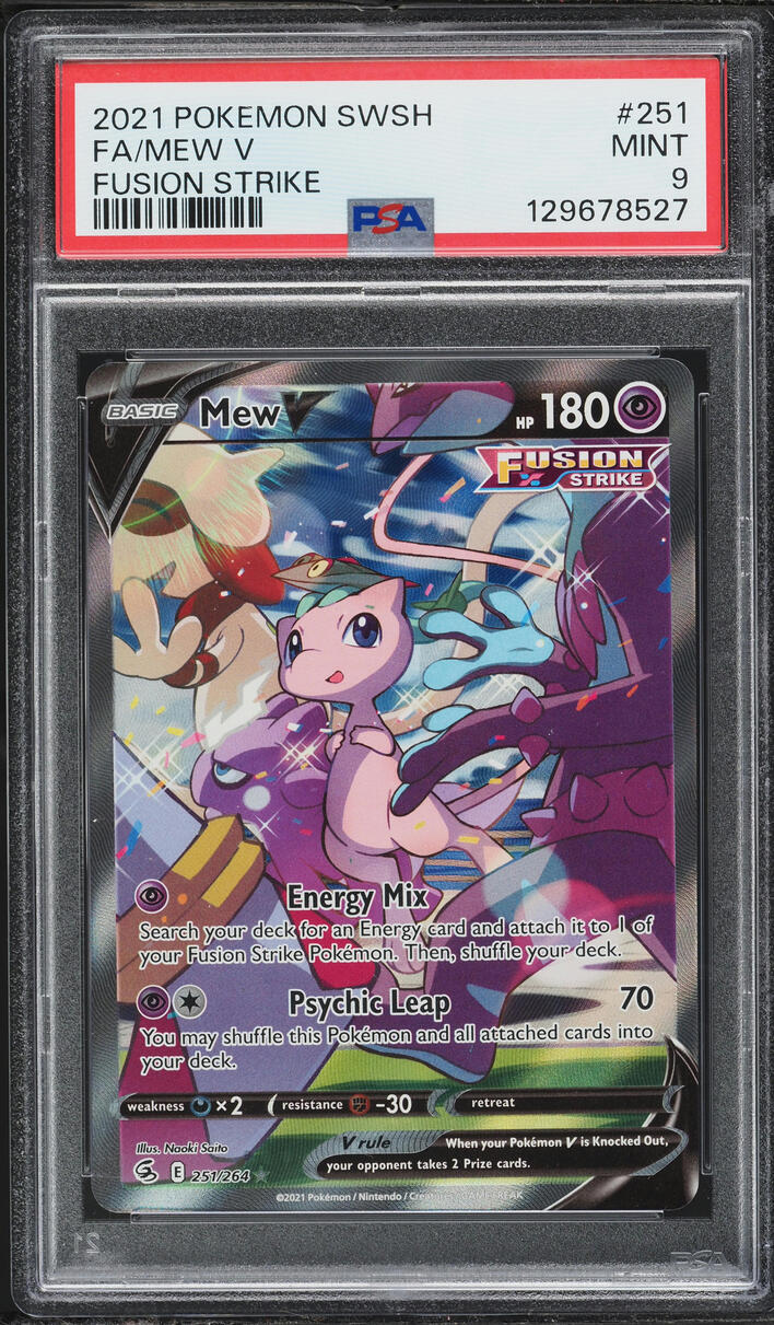 2021 Pokemon Sword & Shield Fusion Strike Full Art Mew V #251 PSA 9 MINT