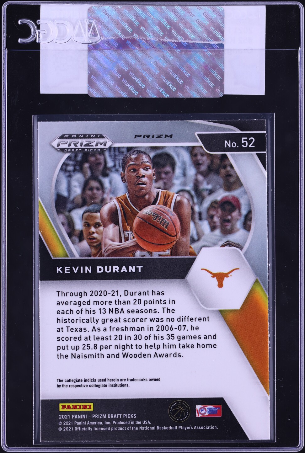 2021 Panini Prizm Draft Picks Orange Ice Kevin Durant #52 CGC AUTH