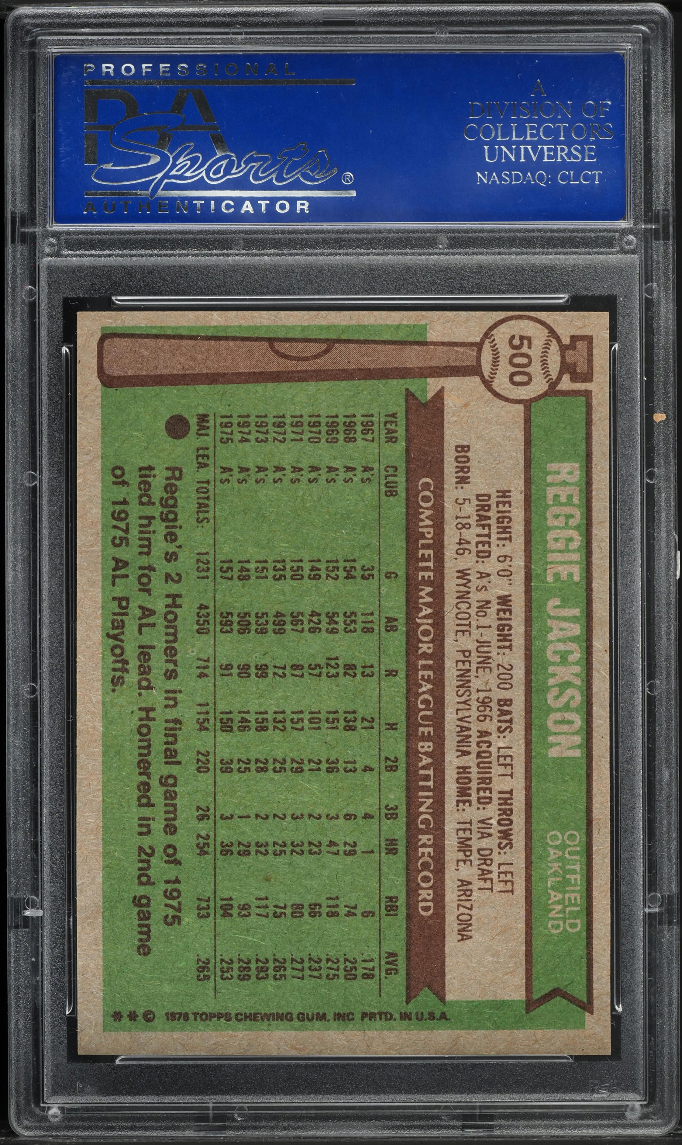 1976 Topps Reggie Jackson ALL-STAR #500 PSA 9 MINT