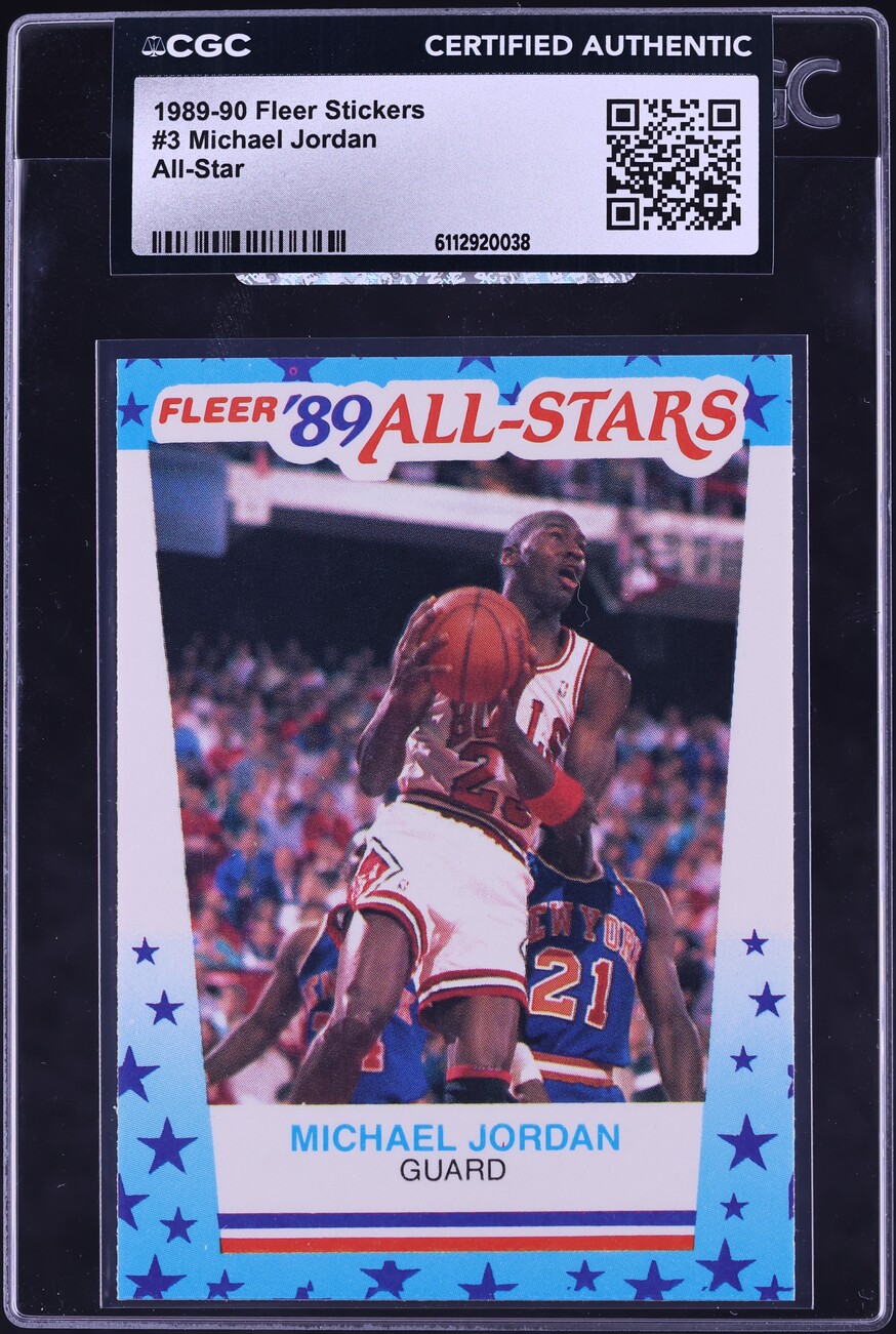1989 Fleer Stickers All-Star Michael Jordan #3 CGC AUTH