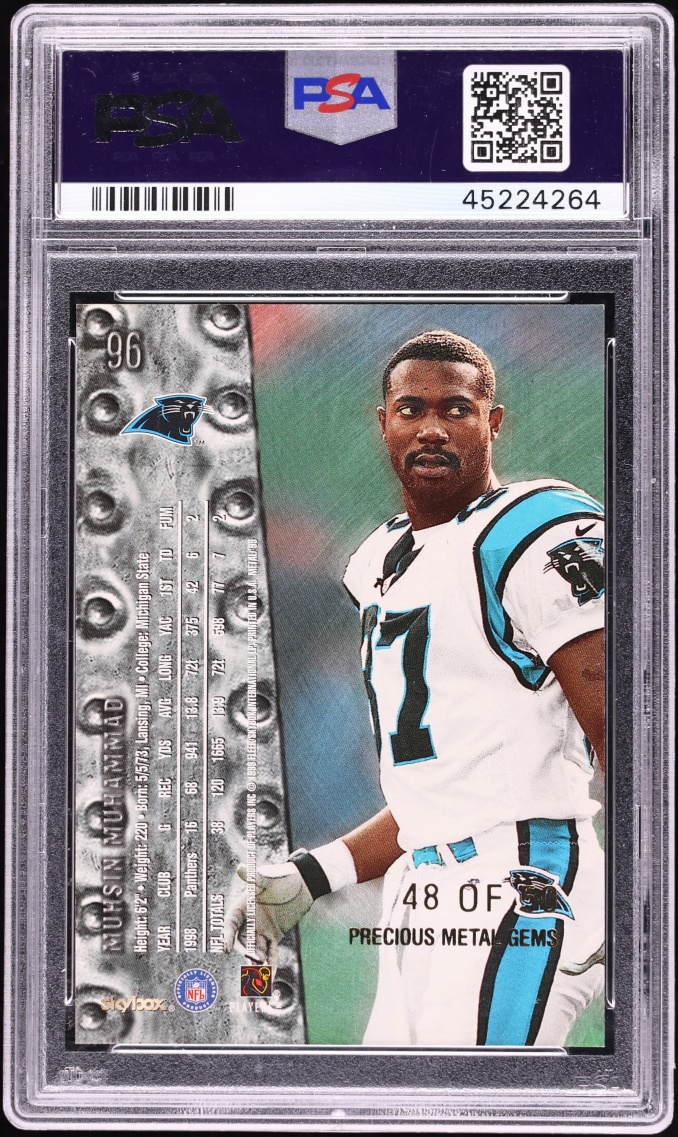 1999 Metal Universe Precious Metal Gems PMG Mushin Muhammad /50 #96 PSA 9 MINT - Photo 2