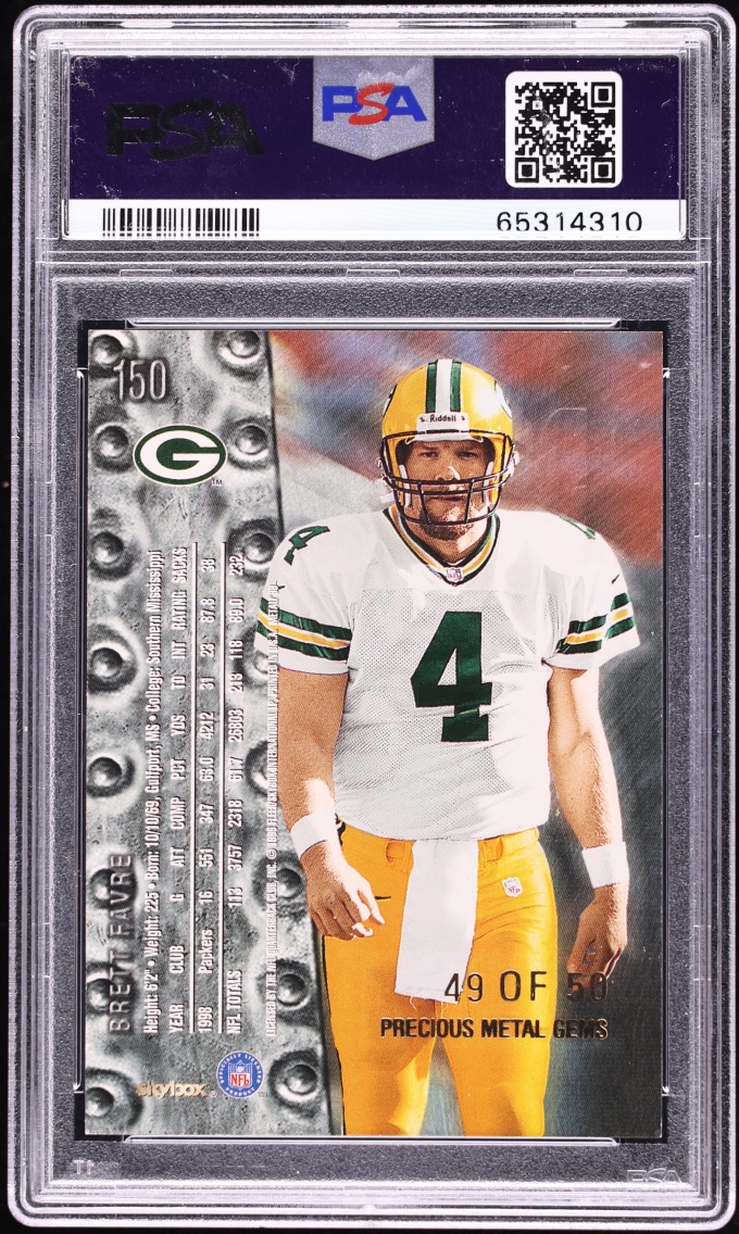 1999 Metal Universe Precious Metal Gems PMG Brett Favre /50 #150 PSA 7 NRMT - Photo 2