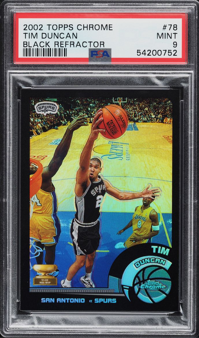 2002 Topps Chrome Black Refractor Tim Duncan /99 #78 PSA 9 MINT