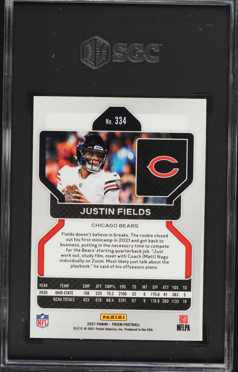 2021 Panini Prizm Justin Fields ROOKIE #334 SGC 9 MINT